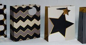 GIFT BAG STRIPES STAR 26X32X10CM/EACH