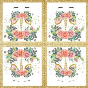 SERVIETTE UNICORN FLOWERS 33X33CM 20PC/P