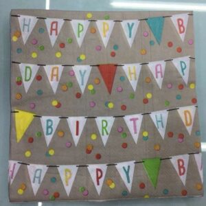 SERVIETTE HAPPY BIRTHDAY 33X33CM 20PC/PK