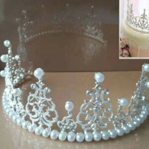 CAKE TOPPER TIARA PEARLS HALF /EACH