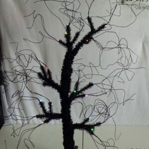 BLACK GLITTER TREE WITH LED LIGHT/EACH