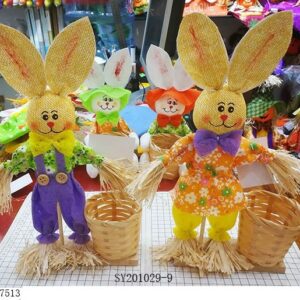 EASTER BUNNY HESSIEN+BUTTONS 10X23CM