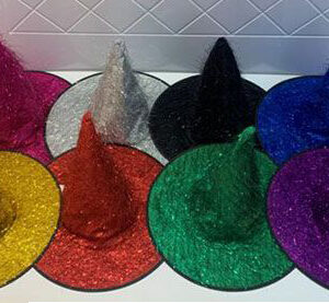 HAT WITCH PURPLE/GREEN/TINSEL /EACH