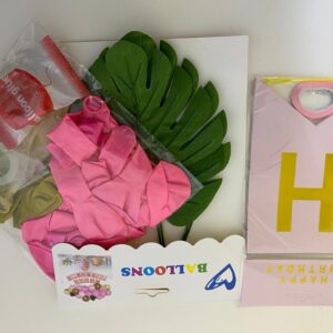 BALLOON SET LATEX +BANNER+LEAVES/SET