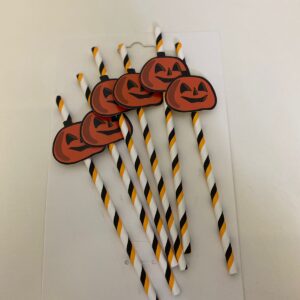 PARTY PAPER STRAWS PUMPKIN L19.7CM 6PC/P
