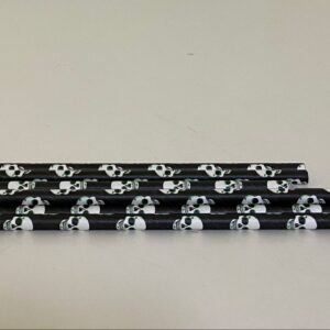 PARTY PAPER STRAWS SKULL 25PC/PK