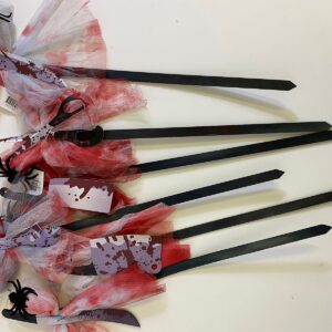 WOODEN STICK WITH BLOOD BOW +KNIFE+SCISS