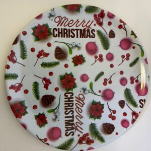 PLASTIC PLATE CHRISTMAS ROUND D32CM/EACH
