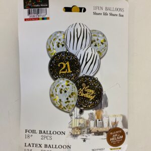 FOIL+LATEX BALLOON SET "21" 7PCS/CARD