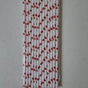 PARTY PAPER STRAW HEARTS 0.5X19.5CM 25PC