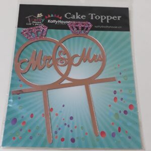 CAKE TOPPER MR&MRS IN RING 14X17CM/EACH