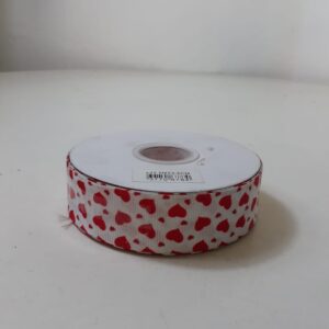 RIBBON MATERIEAL HEARTS +-22.5X2.5CM/EAC