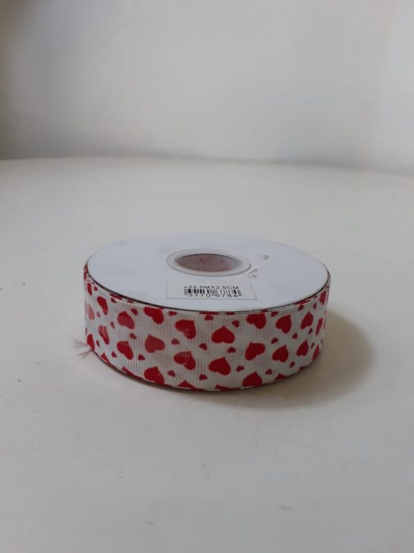 RIBBON MATERIEAL HEARTS +-22.5X2.5CM/EAC | Evermore ZA
