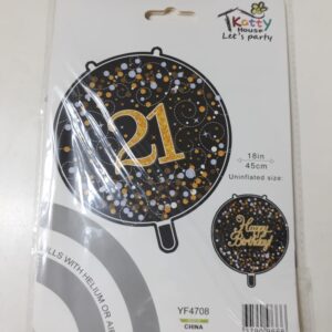 FOIL BALLOON 21ST 45CM/EACH