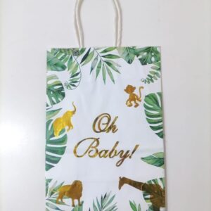 GIFT BAG OH BABY ANIMLAS LEAFS 15X21X8CM