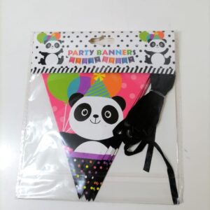 PARTY FLAG BANNER PANDA 14X16.5CM/EACH