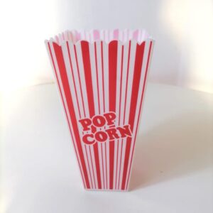 PLASTIC POPCORN BUCKET RED/WHITE 20X10X6