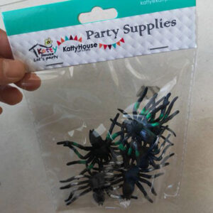 PLASTIC SPIDER BLK+SILVER 6PC/PK