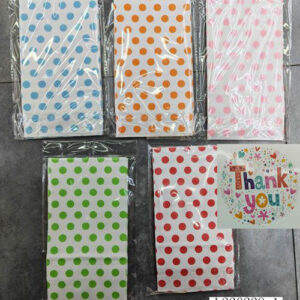 PAPER BAG DOTS THANKYOU 13X24X8CM 12PC/P