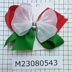 HAIR CLIP BOW (WHITE+RED+GREEN)/EACH