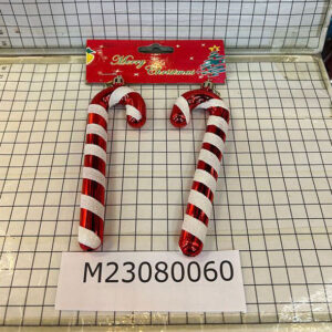 X'MAS DECO CANE SHINEY 4X13CM 2PC/PK