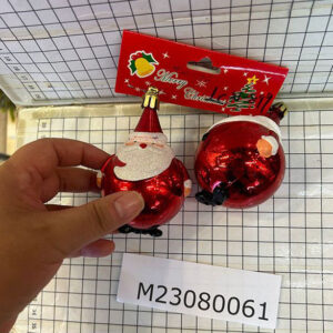 X'MAS DECO BALL SANTA SHINEY 9X6C 2PC/PK