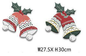 X'MAS DECO WALL IRON DOUBLE BELL 27.5X30CM/EACH