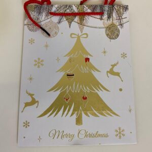 GIFT BAG XMAS WHITE+GOLD 23X18X10CM/EACH