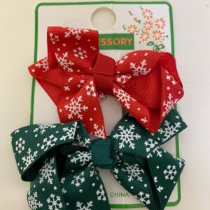 HAIR CLIP BOW SNOWFLKE 5CM 2PC/CARD