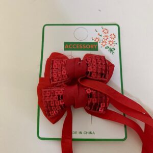 HAIR CLIP BOW SEQUINS RIBBON 5CM 2PC/CAR