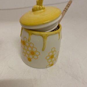 CERAMIC HONEY PUT WITH SPOON 9.8X10CM/EA