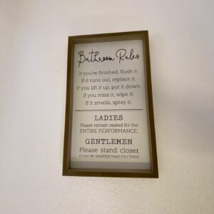 HOME DECOR SIGN BATHROOM RULES 40X24X2.5