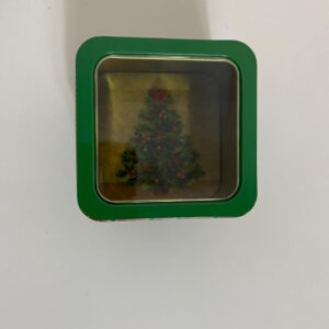 IRON TIN X'MAS SQUARE CLEAR LID 7.5X7.5X