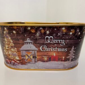 IRON BUCKET OVAL XMAS ROSE GOLD 16X10X7.