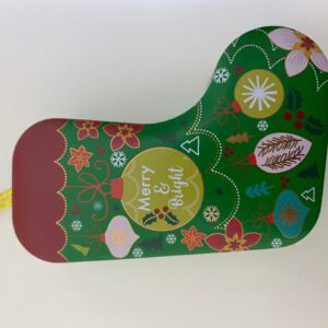 IRON TIN XMAS SOCKS SHAPE 13.5X9.5X3.5CM