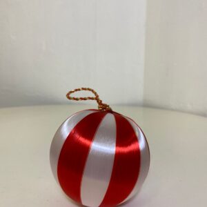 X'MAS DECO BALL MATERIEAL RED&WHT 10CM/E