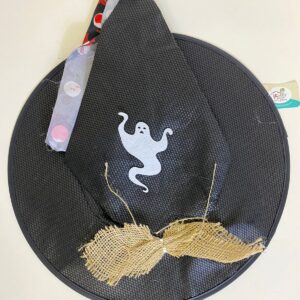 HAT GHOST+RIBBON+HESSIAN BOW 38X34CM/EAC