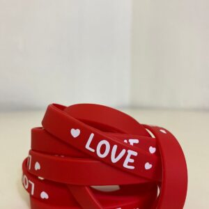 WRISTBAND LOVE HEART 1.2CM 12PC/PK