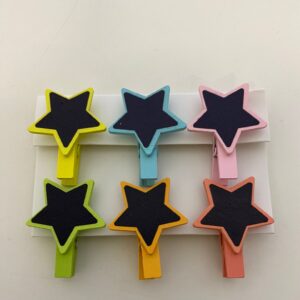 WOODEN CLIP CHALKBOARD STARS 6PC/PK