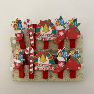 WOODEN CLIP CHRSITMAS NEW 10PC/CARD