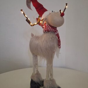 STANDING DEER WITH SCARF&FURRY H66CM/EAC