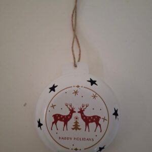 X'MAS DECO IRON DISC  DEER D10CM/EACH