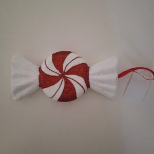 X'MAS DECO FOAM CANDY ROUND RED&WHT10X21