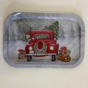 IRON TRAY RECTANGLE CHRISTMAS 34X23CM/EA