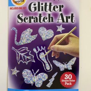 GLITTER SCRATCH ART 15.5X25CM 3PC/PK