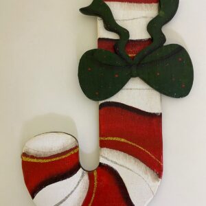 X'MAS DECO CANDY CANE WOODEN 18X28CM/EAC