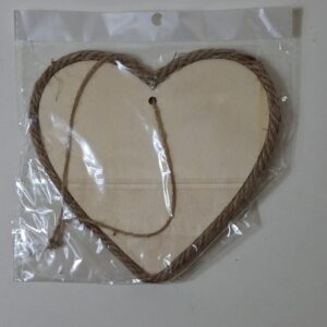 WOODEN HANGING HEART WITH STRING/EACH