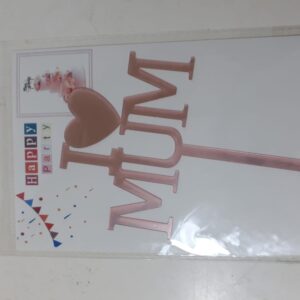 CAKE TOPPER I LOVE MOM 12X20CM/EACH