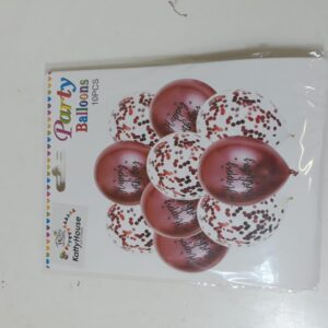 BALLOON LATEX+CLEAR WITH CONFETTI 12" 10