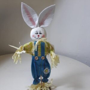 EASTER DECO BUNNY ON WOODEN STAND (L)H41